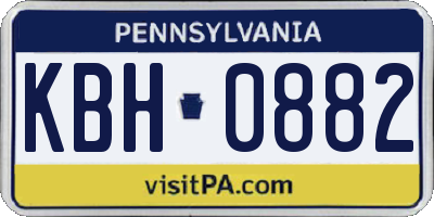 PA license plate KBH0882