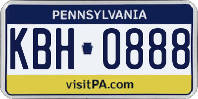 PA license plate KBH0888