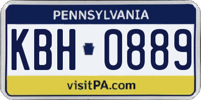 PA license plate KBH0889