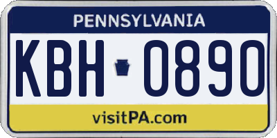 PA license plate KBH0890