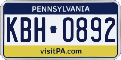 PA license plate KBH0892