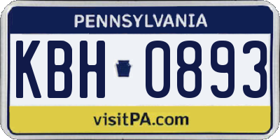PA license plate KBH0893