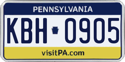 PA license plate KBH0905