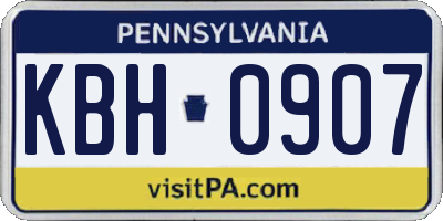 PA license plate KBH0907