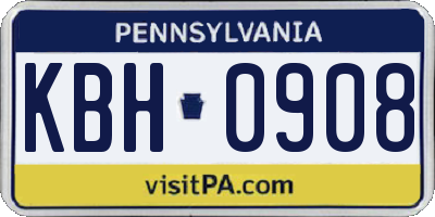 PA license plate KBH0908