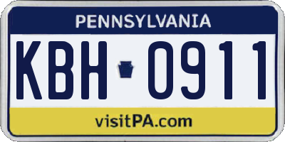 PA license plate KBH0911