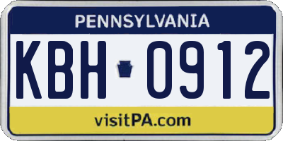 PA license plate KBH0912