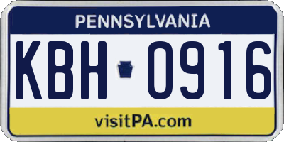 PA license plate KBH0916