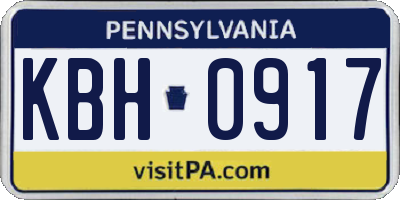 PA license plate KBH0917