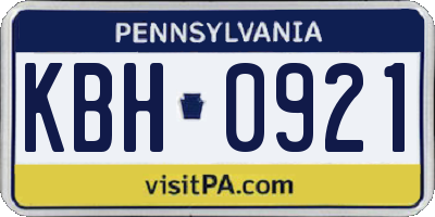 PA license plate KBH0921
