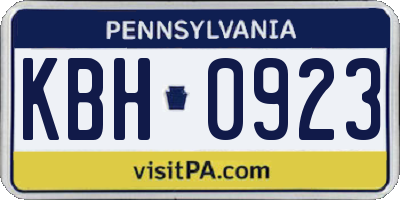 PA license plate KBH0923