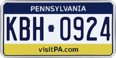 PA license plate KBH0924