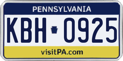 PA license plate KBH0925