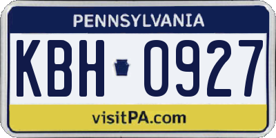 PA license plate KBH0927