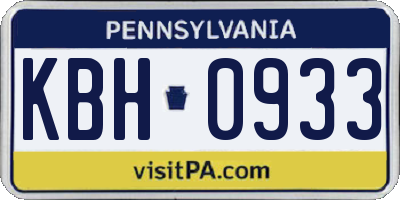 PA license plate KBH0933