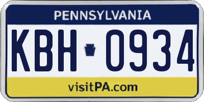 PA license plate KBH0934