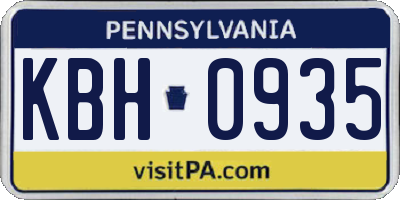 PA license plate KBH0935