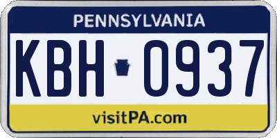 PA license plate KBH0937