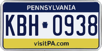 PA license plate KBH0938