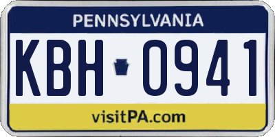 PA license plate KBH0941