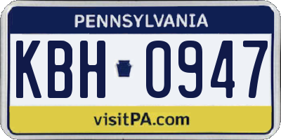 PA license plate KBH0947