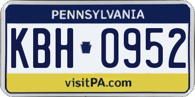 PA license plate KBH0952