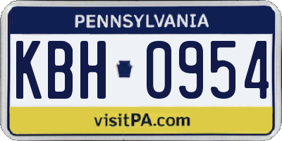PA license plate KBH0954