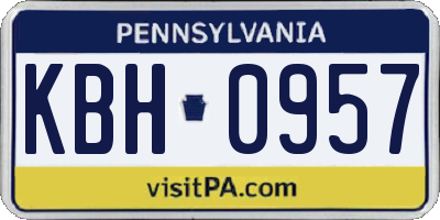 PA license plate KBH0957