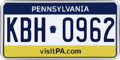 PA license plate KBH0962