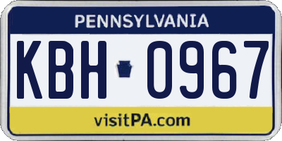 PA license plate KBH0967