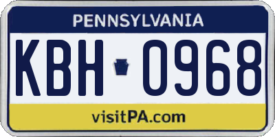 PA license plate KBH0968