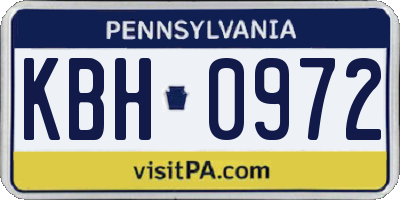 PA license plate KBH0972