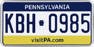 PA license plate KBH0985