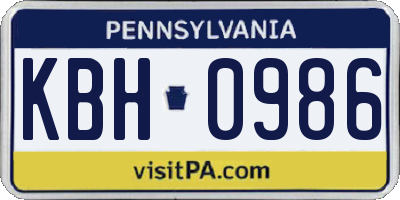 PA license plate KBH0986