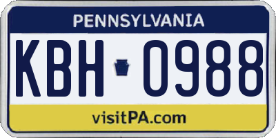 PA license plate KBH0988