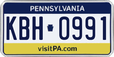 PA license plate KBH0991