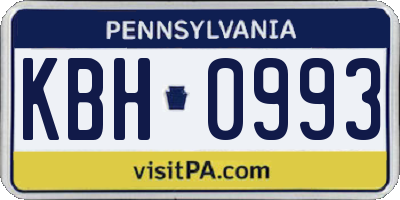 PA license plate KBH0993