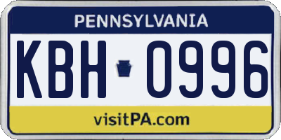 PA license plate KBH0996