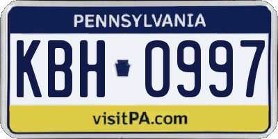 PA license plate KBH0997