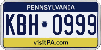 PA license plate KBH0999