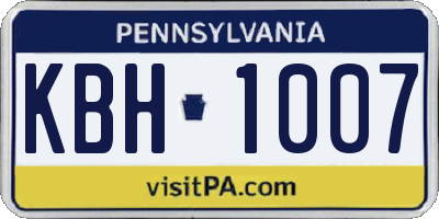 PA license plate KBH1007