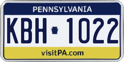 PA license plate KBH1022