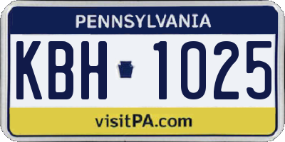 PA license plate KBH1025