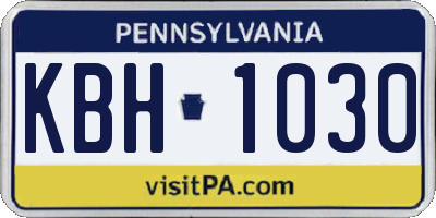 PA license plate KBH1030
