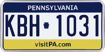 PA license plate KBH1031