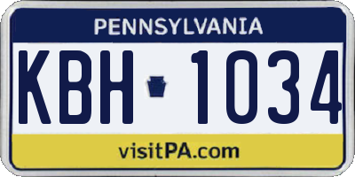 PA license plate KBH1034