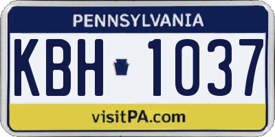 PA license plate KBH1037