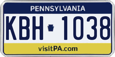 PA license plate KBH1038