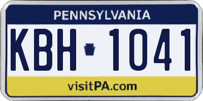 PA license plate KBH1041