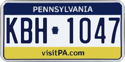 PA license plate KBH1047